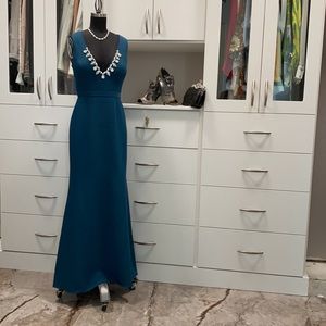 BCBGMAXAZRIA Riva Deep V Evening Gown